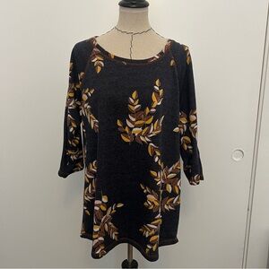 cj banks leaf print blouse